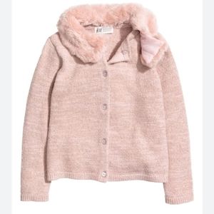 H&M girls Cardigan with a faux collar pink size 4-5